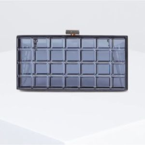 NWT BCBG ALESSANDRA WINDOWPANE HARD CASE CLUTCH